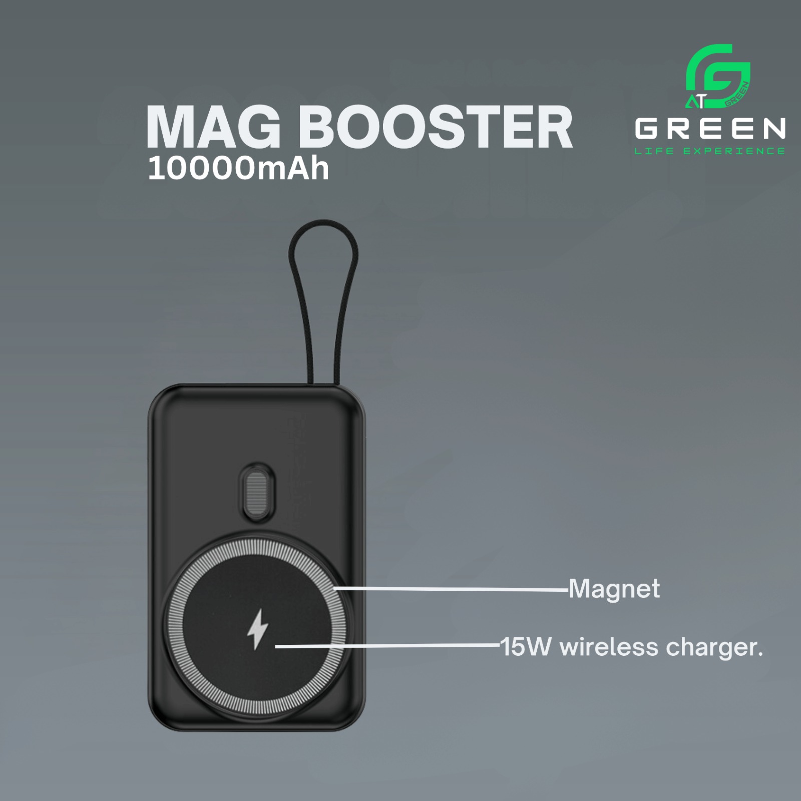 Green Mag Booster 10,000mAh Powerbank – MagSafe, Wireless & Super Fast Charging 1