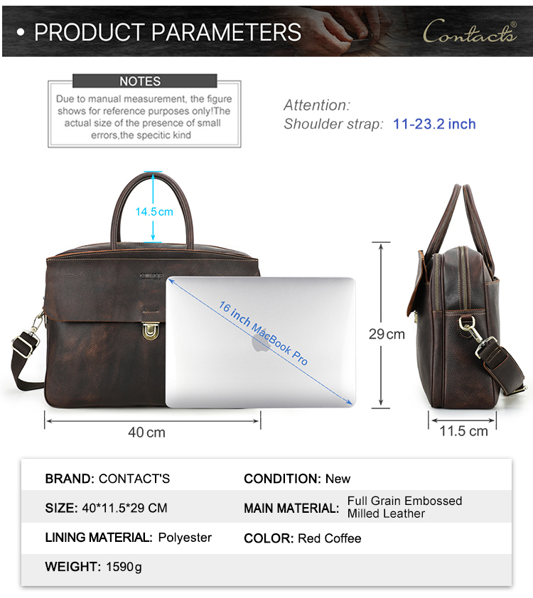 CONTACT'S Genuine Leather Men's Classic Office Briefcase – Stylish & Functional 1